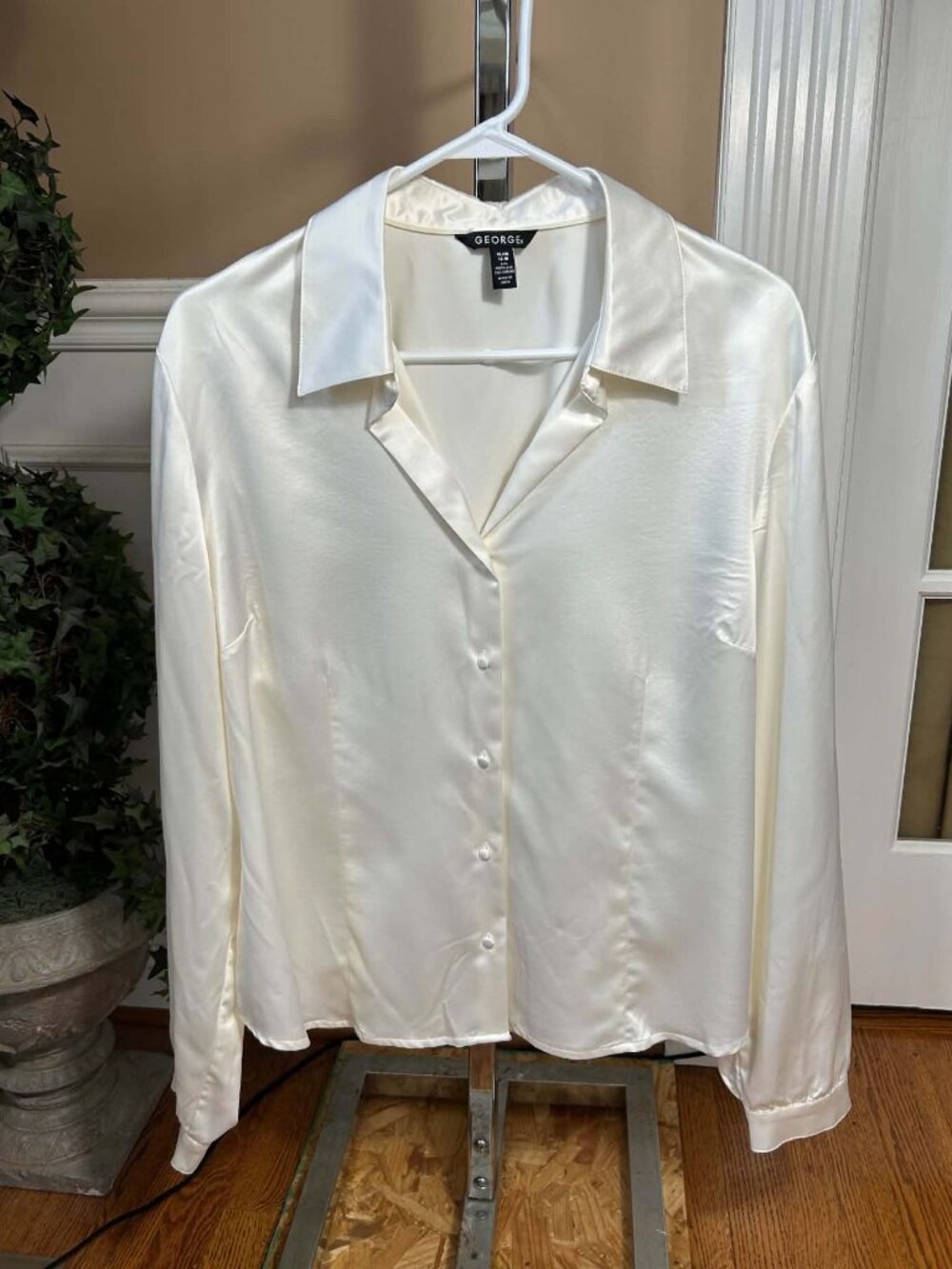 George Satin Button-down Blouse